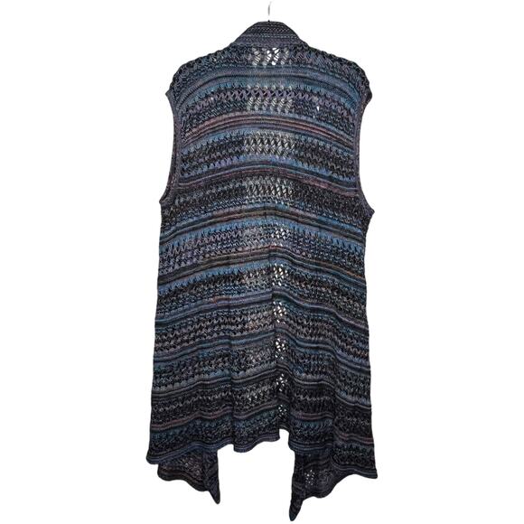 Avenue Long Line Open Front Sleeveless Cardigan Duster Multicolor Size 26/28 - Picture 4 of 6